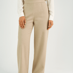 Beige High - Waist Classic Trousers - Hushy Wear