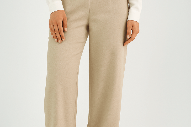 Beige High - Waist Classic Trousers - Hushy Wear