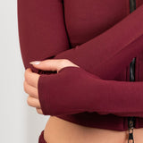 Double Zip Top – Burgundy - Hushy Wear