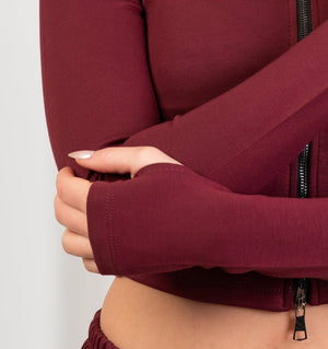 Double Zip Top – Burgundy - Hushy Wear