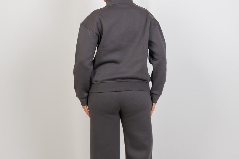 Half - Zip Lounge Top – Gray - Hushy Wear