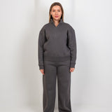 Half - Zip Lounge Top – Gray - Hushy Wear