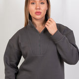 Half - Zip Lounge Top – Gray - Hushy Wear