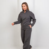 Half - Zip Lounge Top – Gray - Hushy Wear