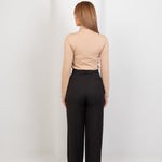 High - Neck Long Sleeve Top - Beige - Hushy Wear