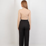 High - Neck Long Sleeve Top - Beige - Hushy Wear