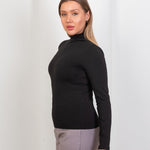 High - Neck Long Sleeve Top - Black - Hushy Wear