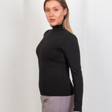High - Neck Long Sleeve Top - Black - Hushy Wear