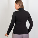 High - Neck Long Sleeve Top - Black - Hushy Wear