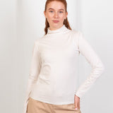 High - Neck Long Sleeve Top - White - Hushy Wear