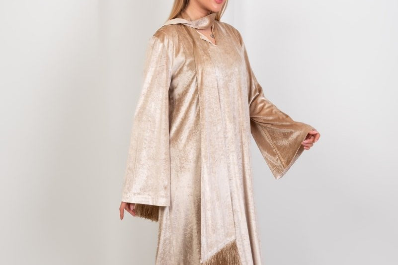 Hushy Velvet Basic Dress - Beige - Hushy Wear