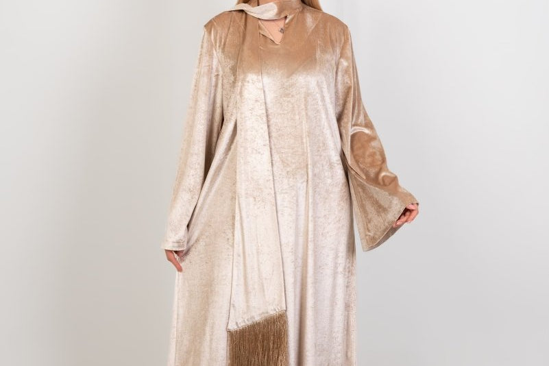 Hushy Velvet Basic Dress - Beige - Hushy Wear