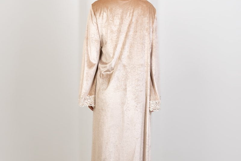 Hushy Velvet Kaftan - Beige - Hushy Wear