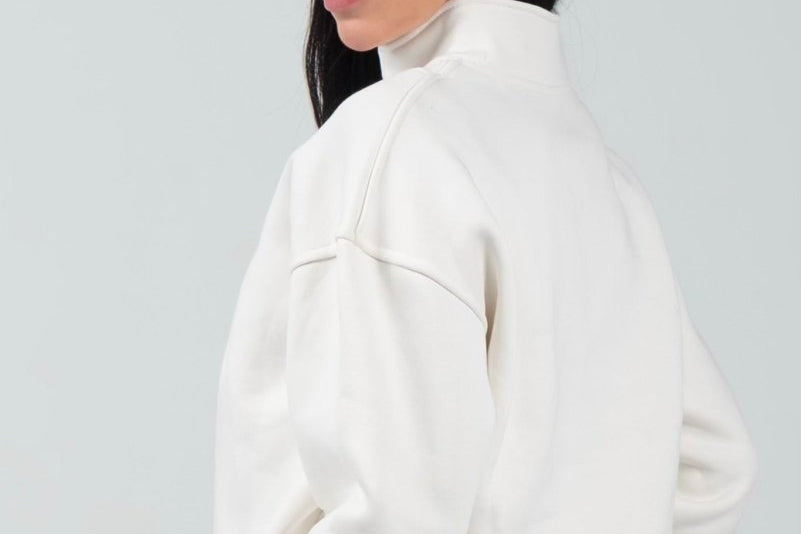 Relaxed Fit Half - Zip Sweater & Pants Set – Offwhite - Hushy Wear