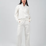 Relaxed Fit Half - Zip Sweater & Pants Set – Offwhite - Hushy Wear