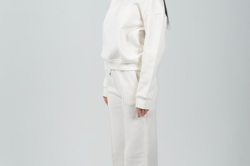Relaxed Fit Half - Zip Sweater & Pants Set – Offwhite - Hushy Wear