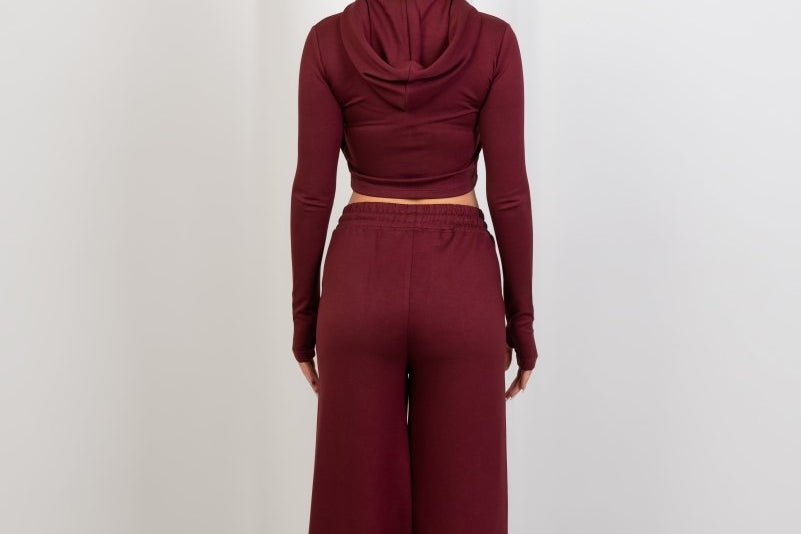 Relaxed Straight Sweatpants - Burgundy - Hushy Wear