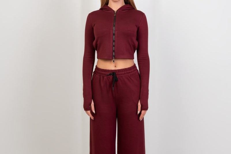 Relaxed Straight Sweatpants - Burgundy - Hushy Wear