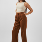 Straight Leg Trousers in Brown - Hushy Wear