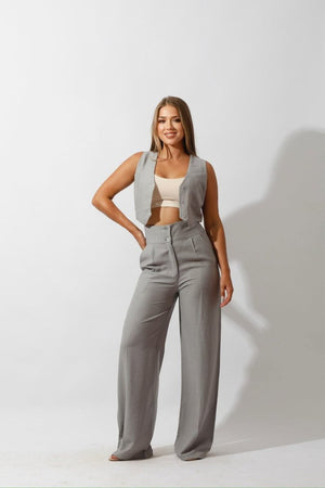 Linen Vest Only - Gray - Hushy Wear