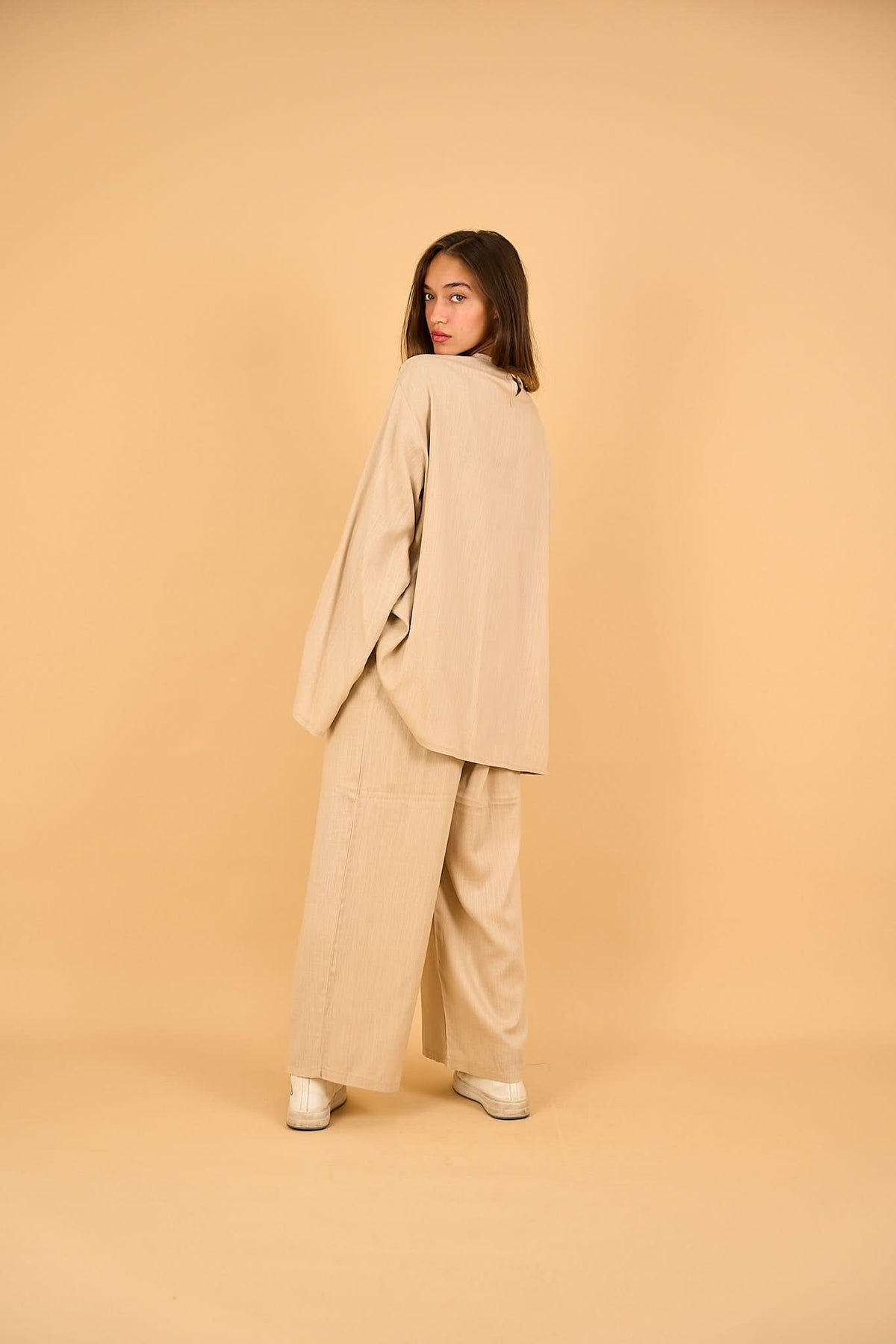 SERENE - Relaxed Fit Beige Tunic Top