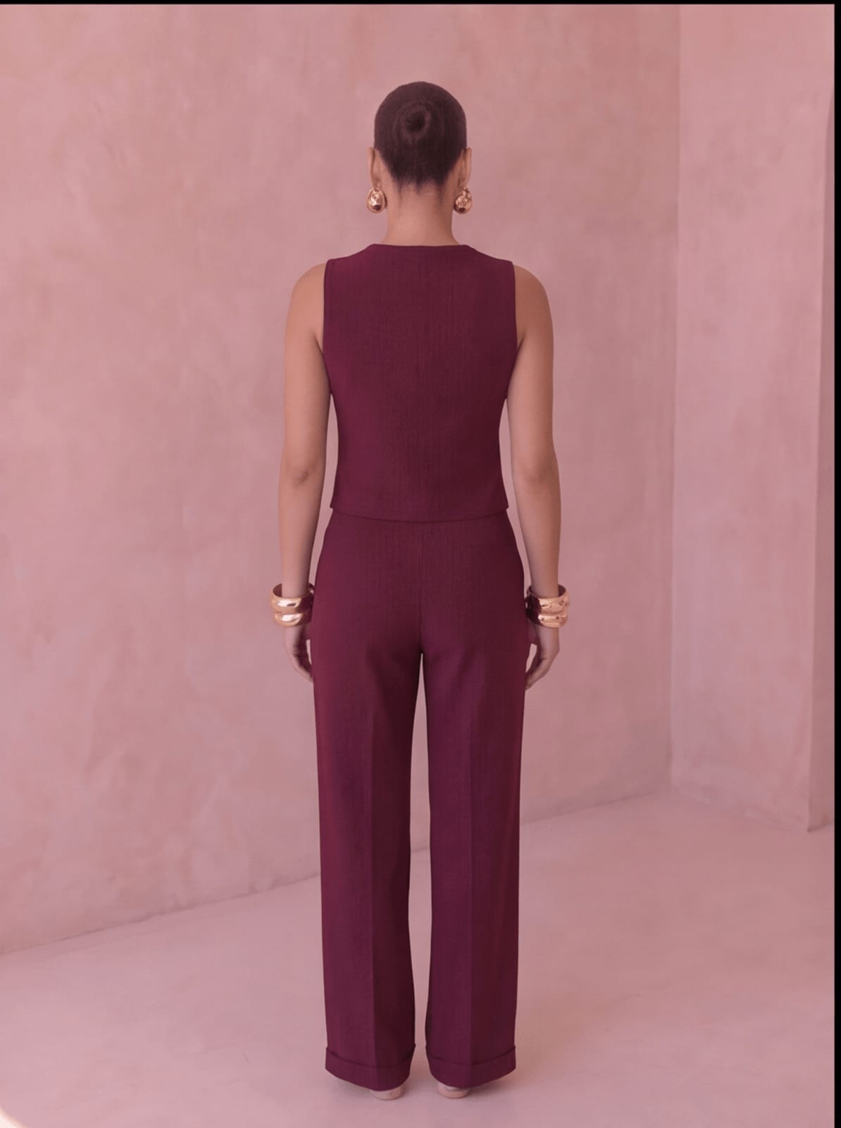 Burgundy Classic Vest & Pleated Straight Pants Set
