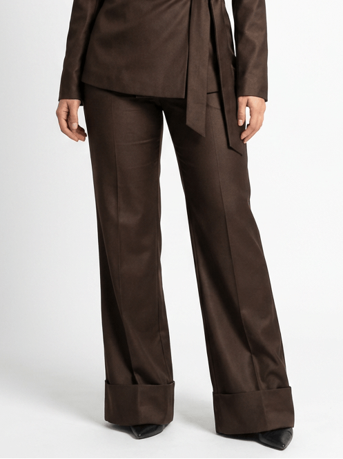 Elegant Wide-Leg Trousers – Brown