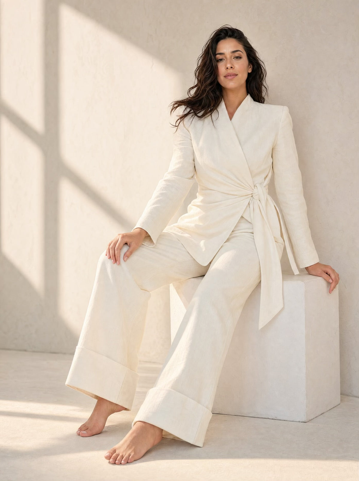 Kimono Offwhite Linen Suit