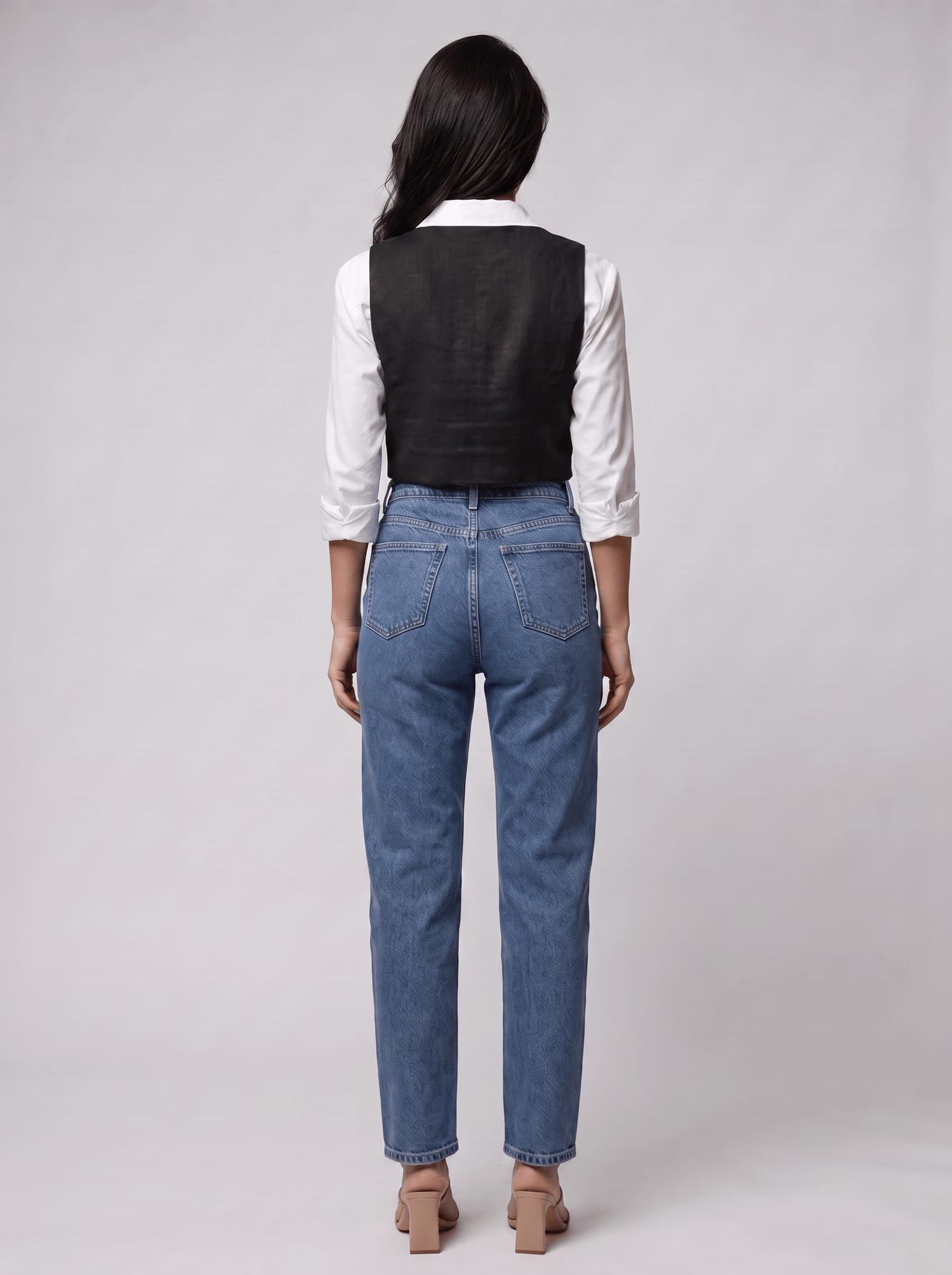 Linen Vest Only - Black
