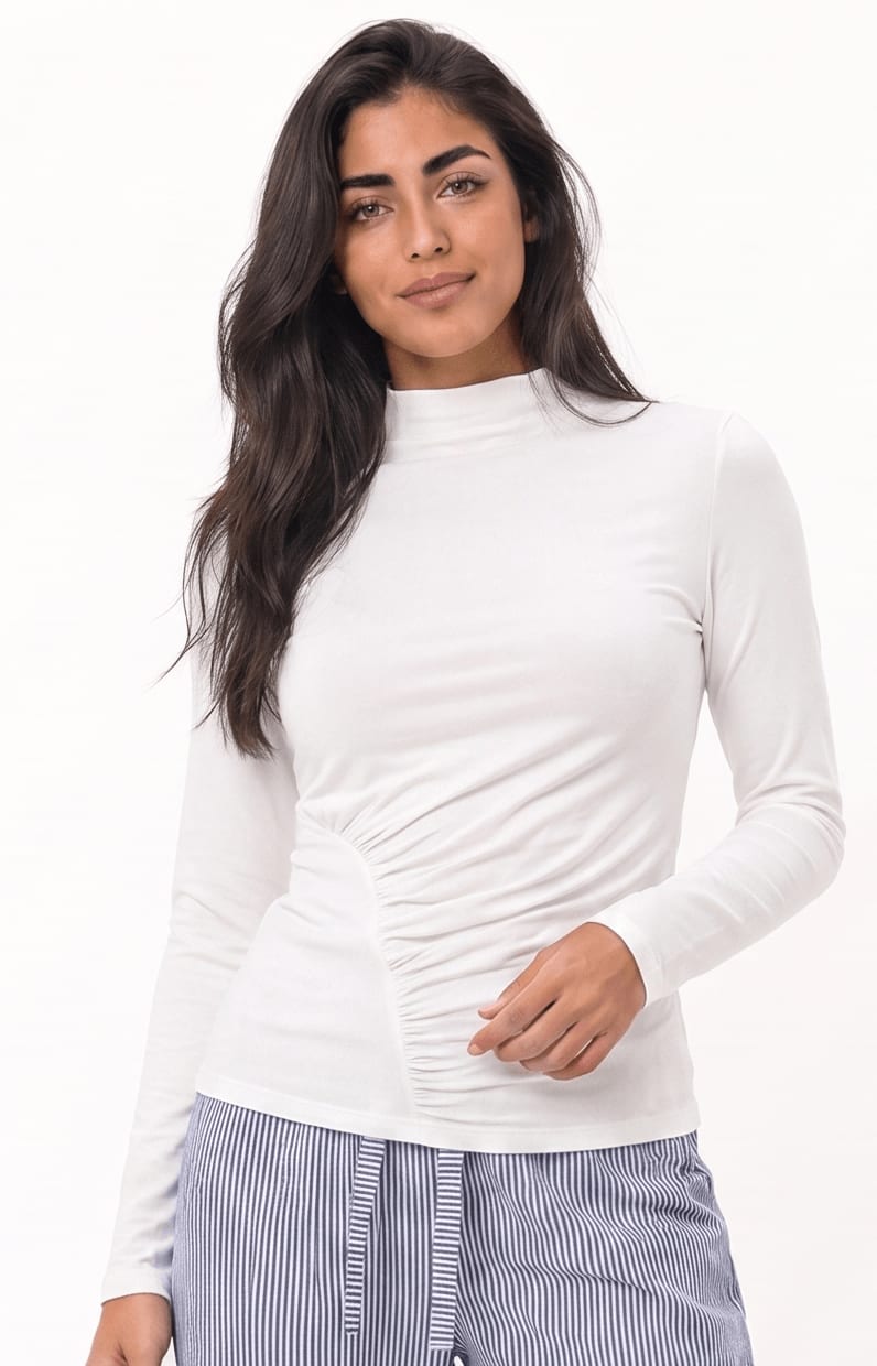 Asymmetric Sculpt Top - White