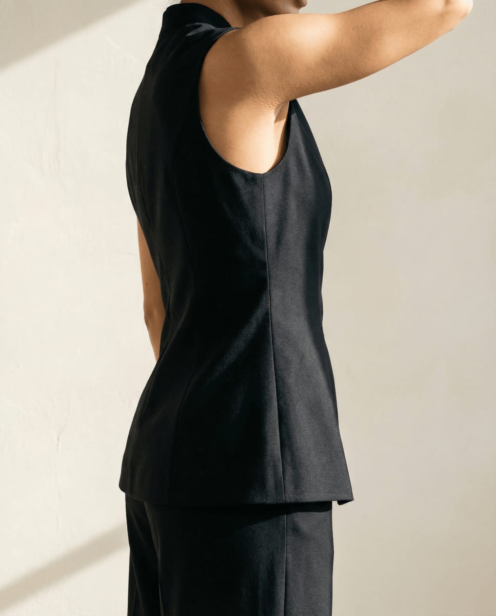 Premium V - Line Vest & Pants Set - Black - Hushy Wear
