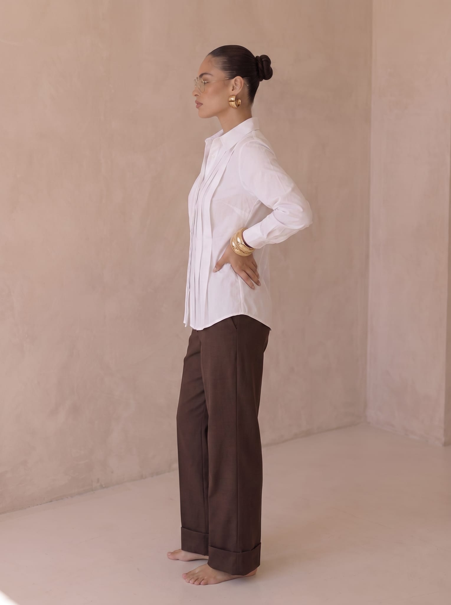 Lucia Pleated White Shirt