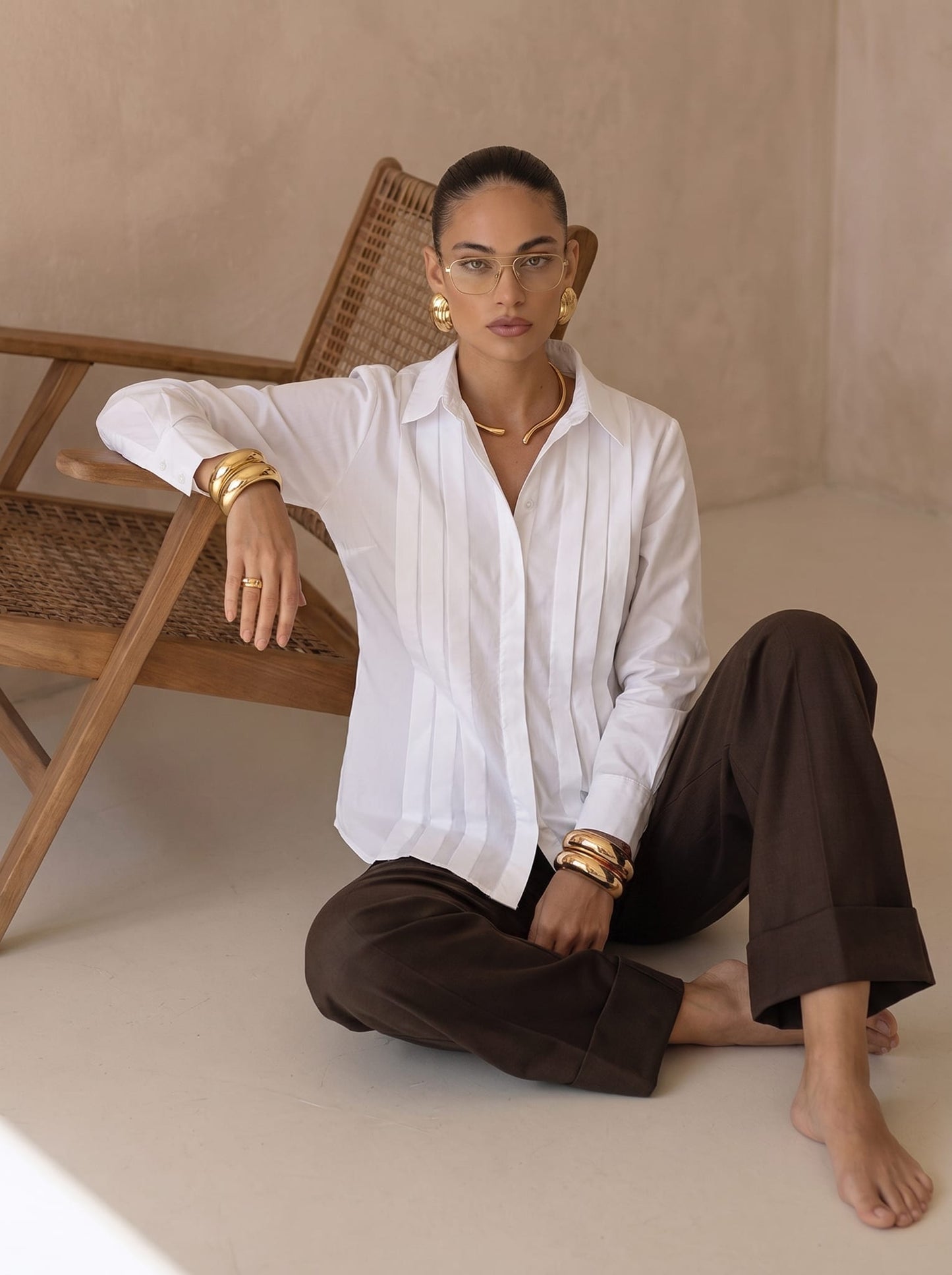Lucia Pleated White Shirt