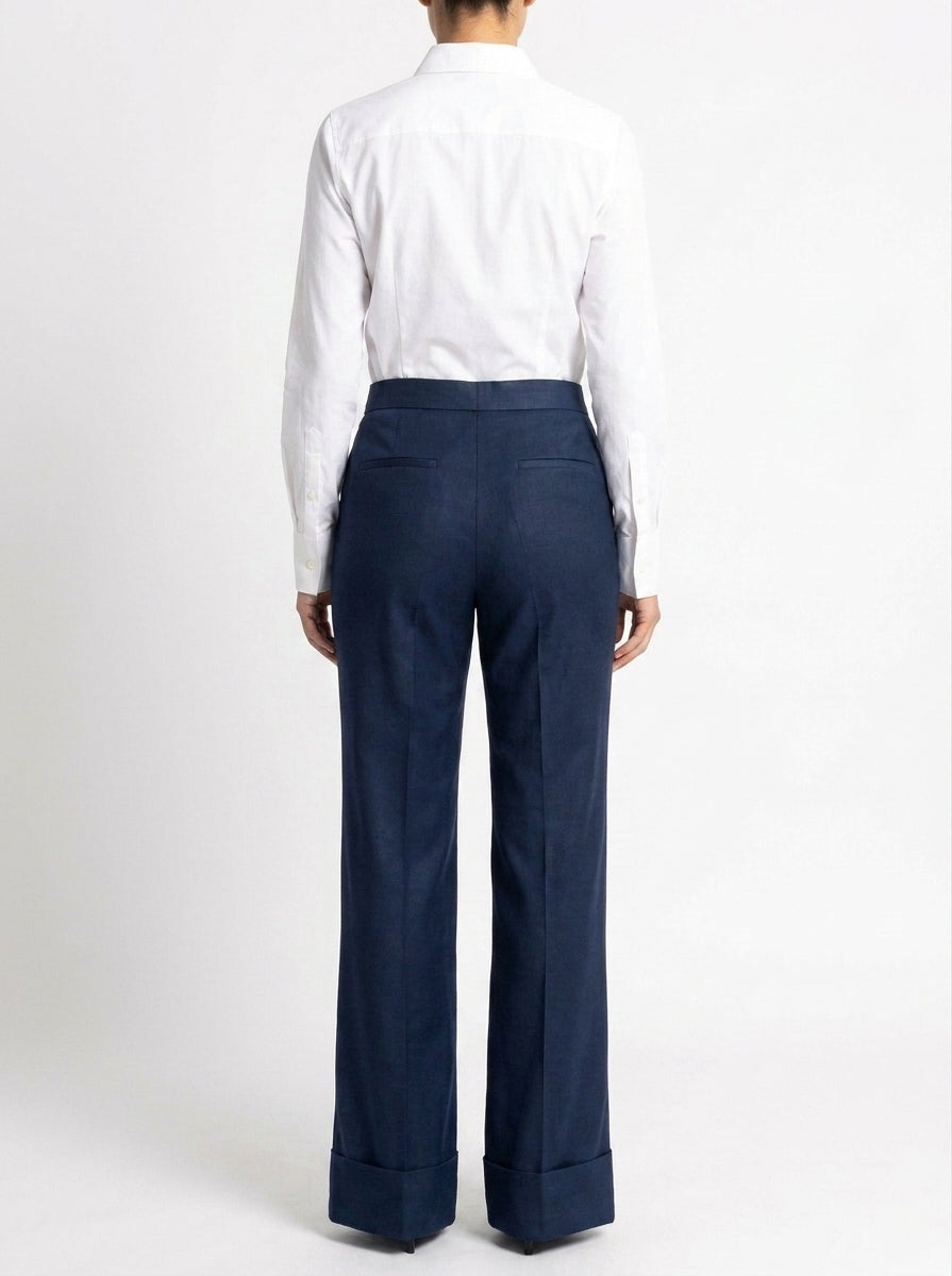 Elegant Wide-Leg Trousers – Navy
