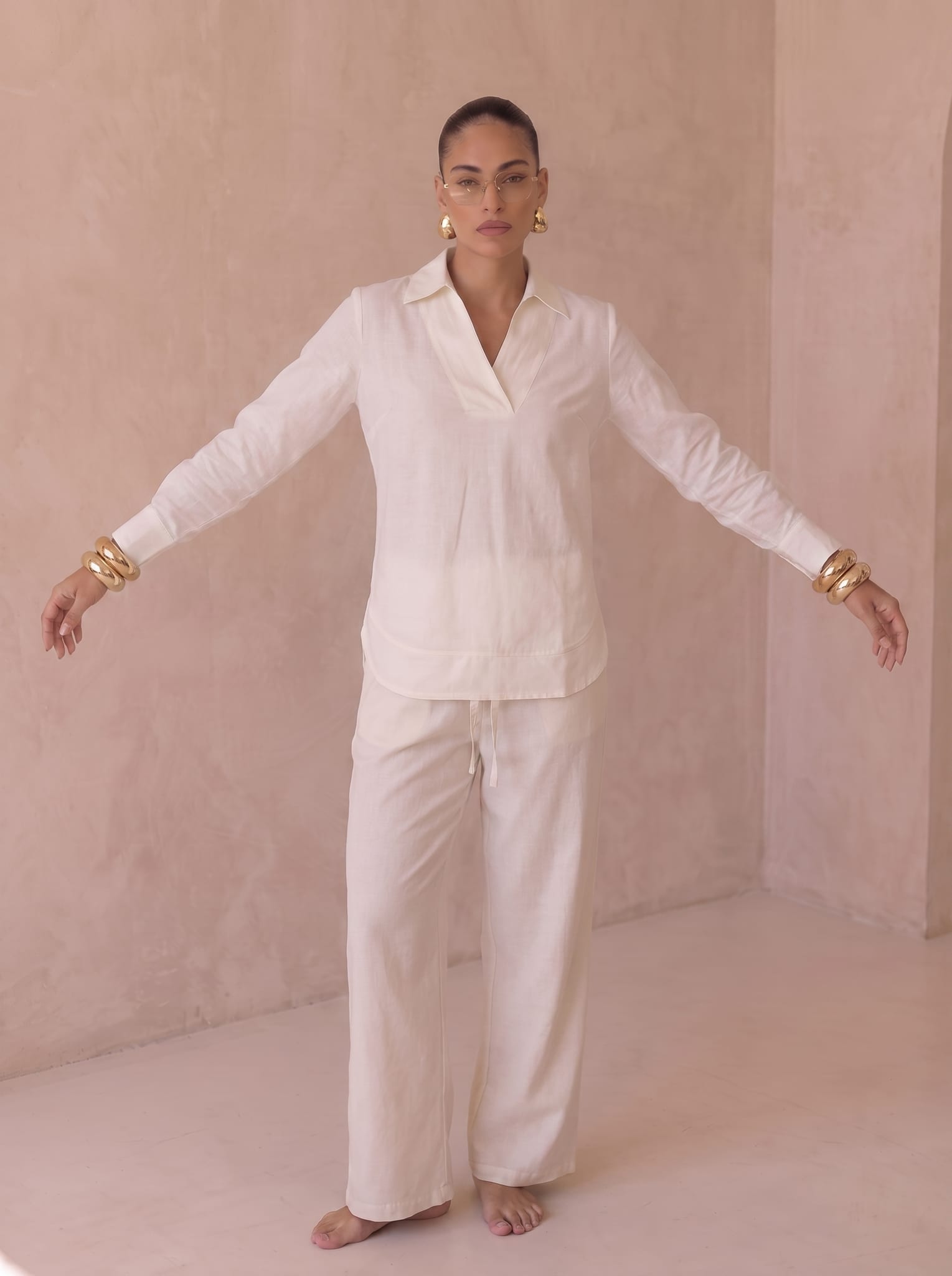 Verto Linen Offwhite Set (Top & Pants)