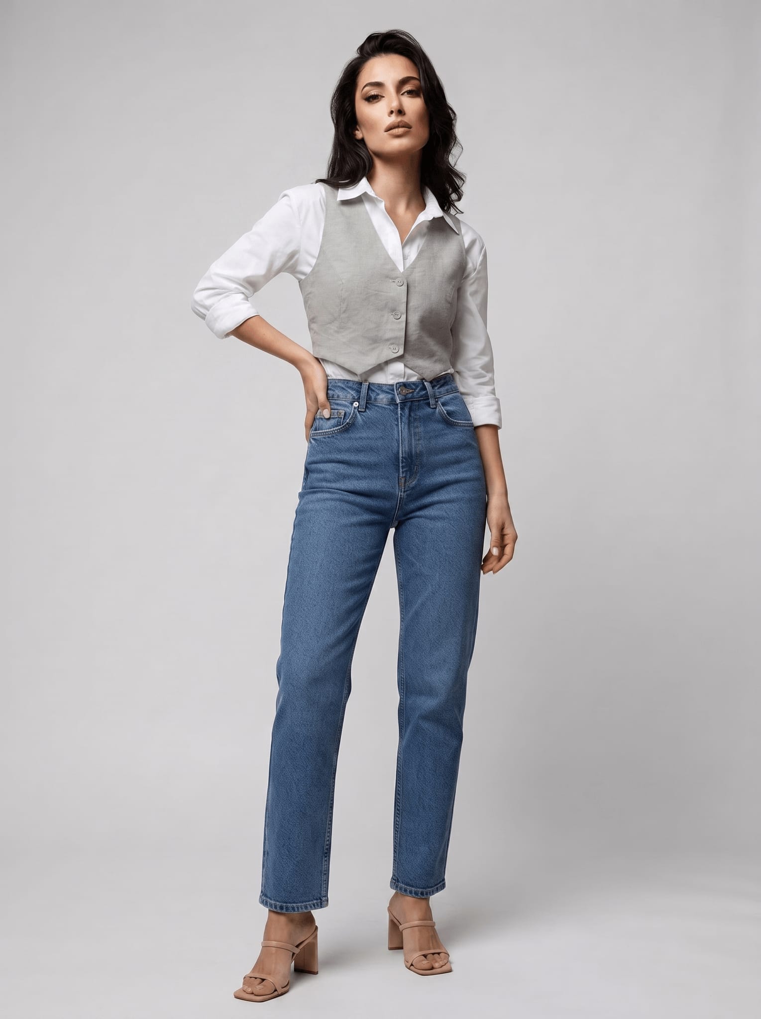 Linen Vest Only- Gray