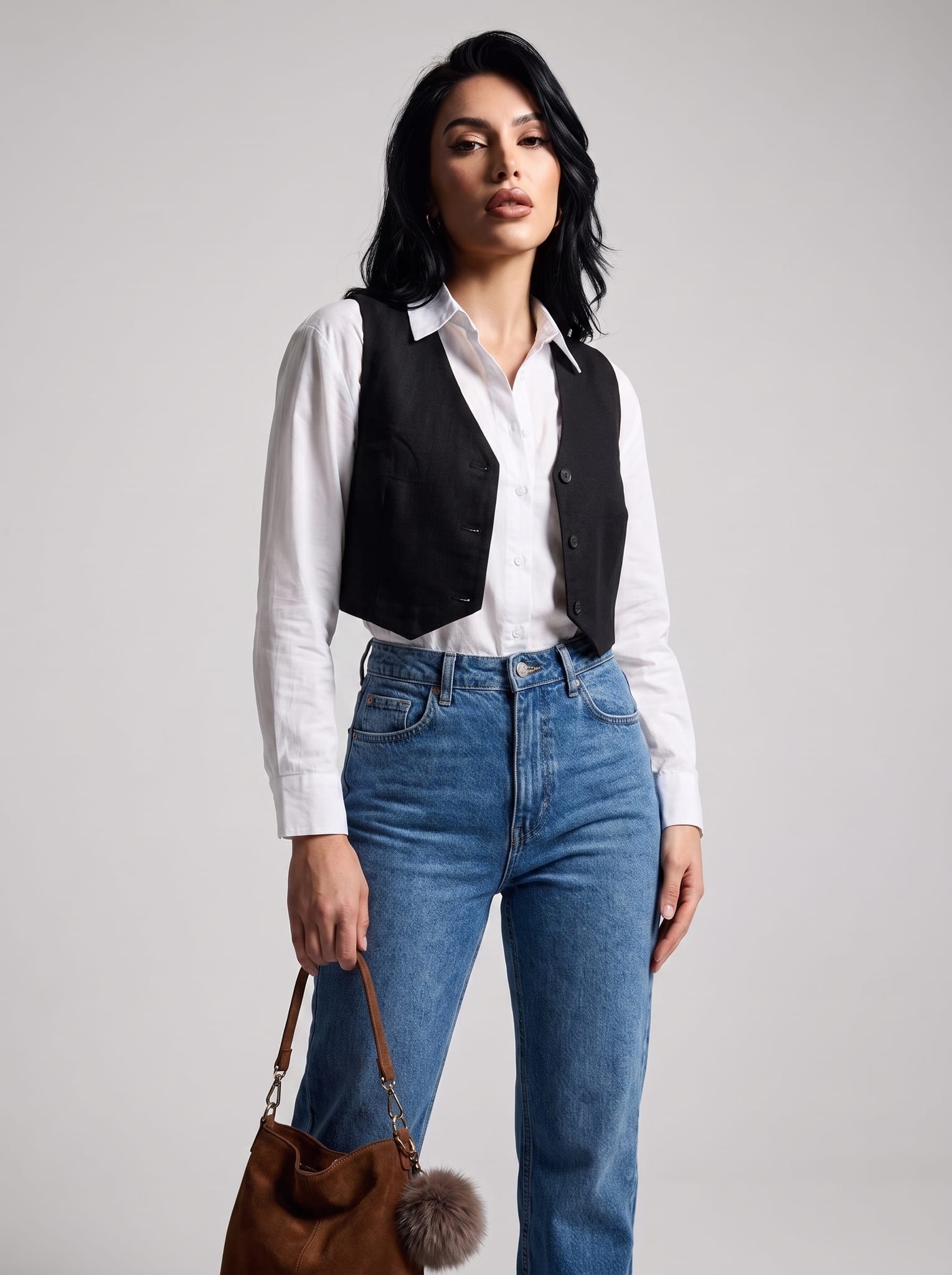 Linen Vest Only - Black