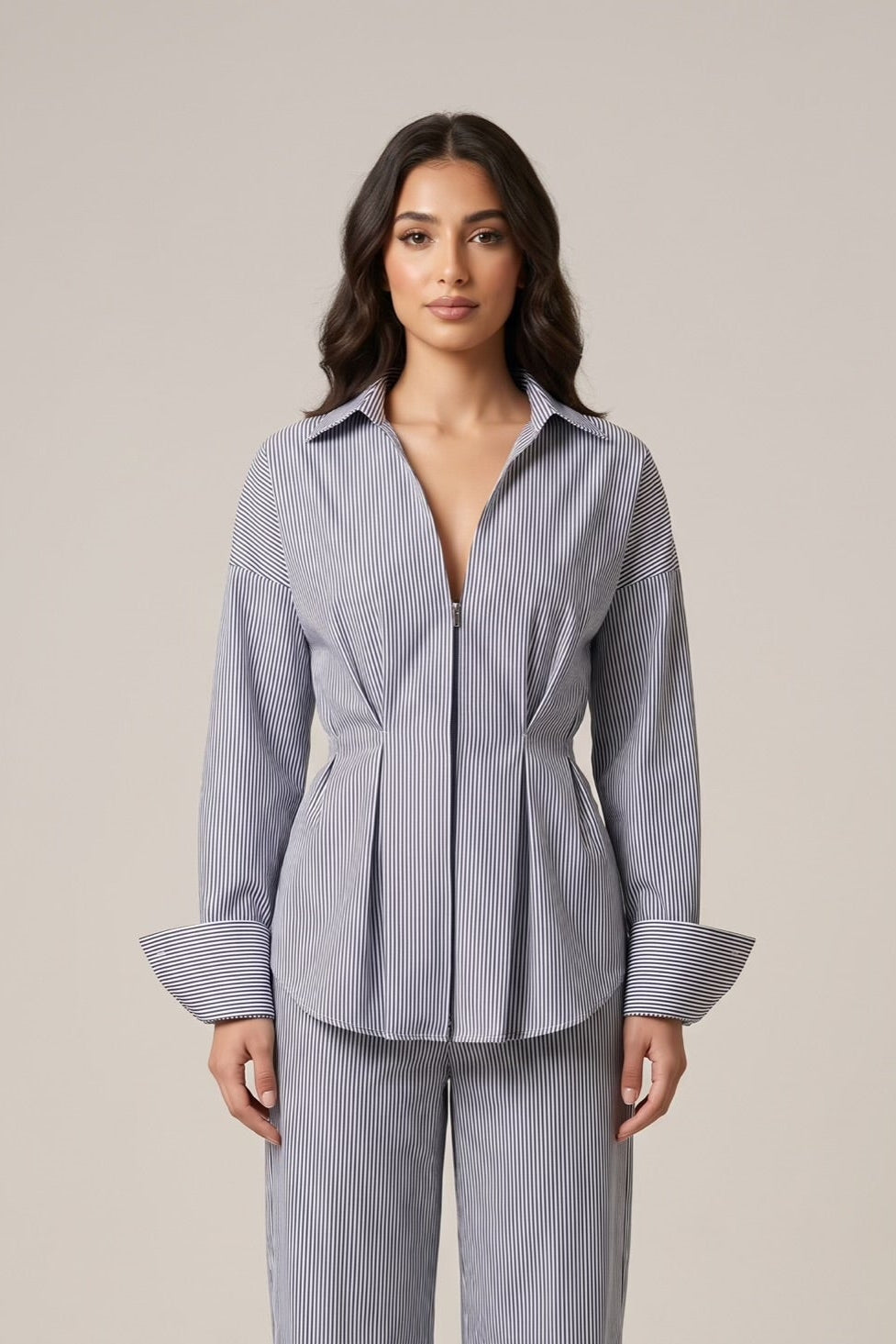 The Santorini Stripe Blouse – Blue