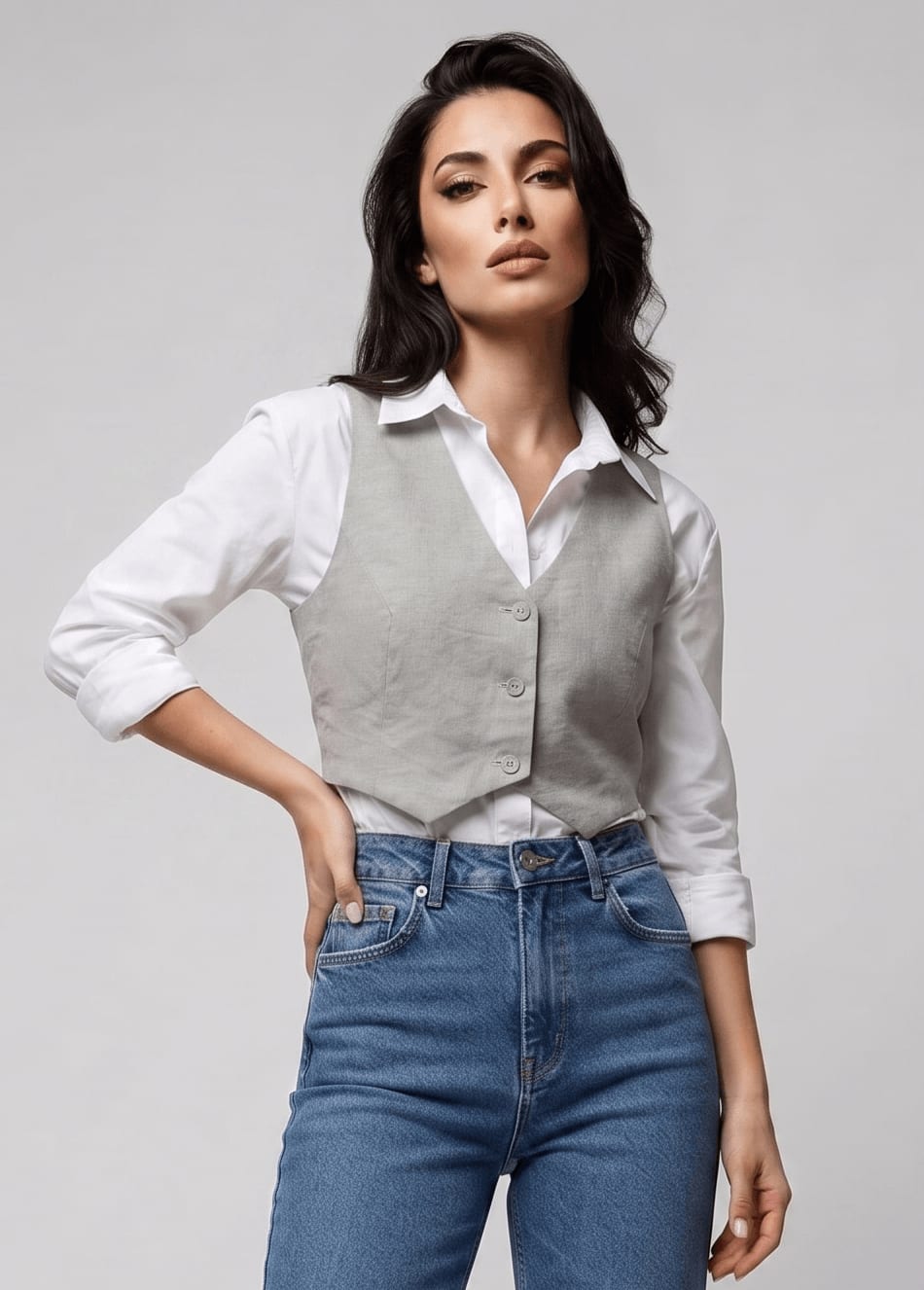 Linen Vest Only- Gray