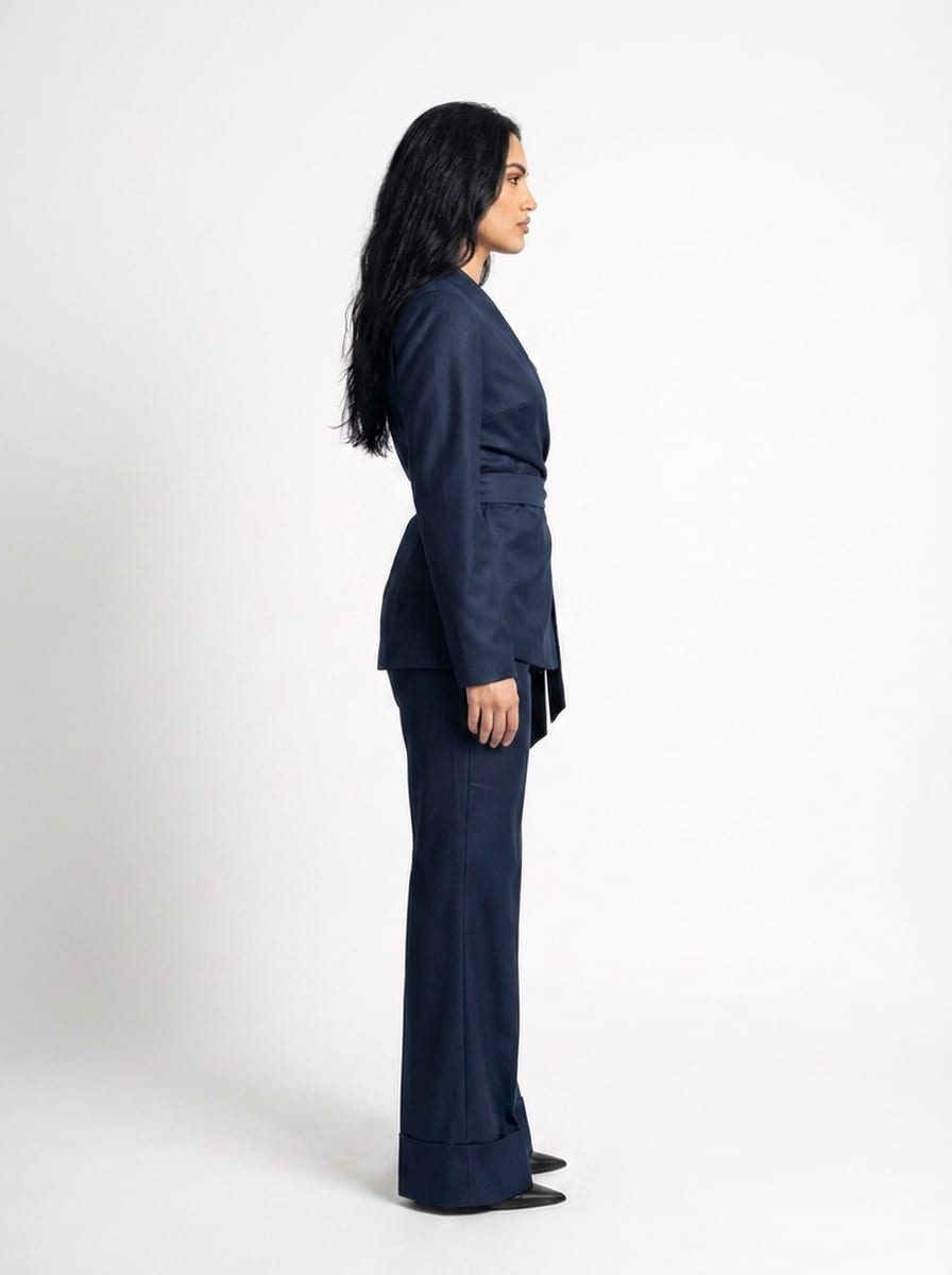 Elegant Wide-Leg Trousers – Navy
