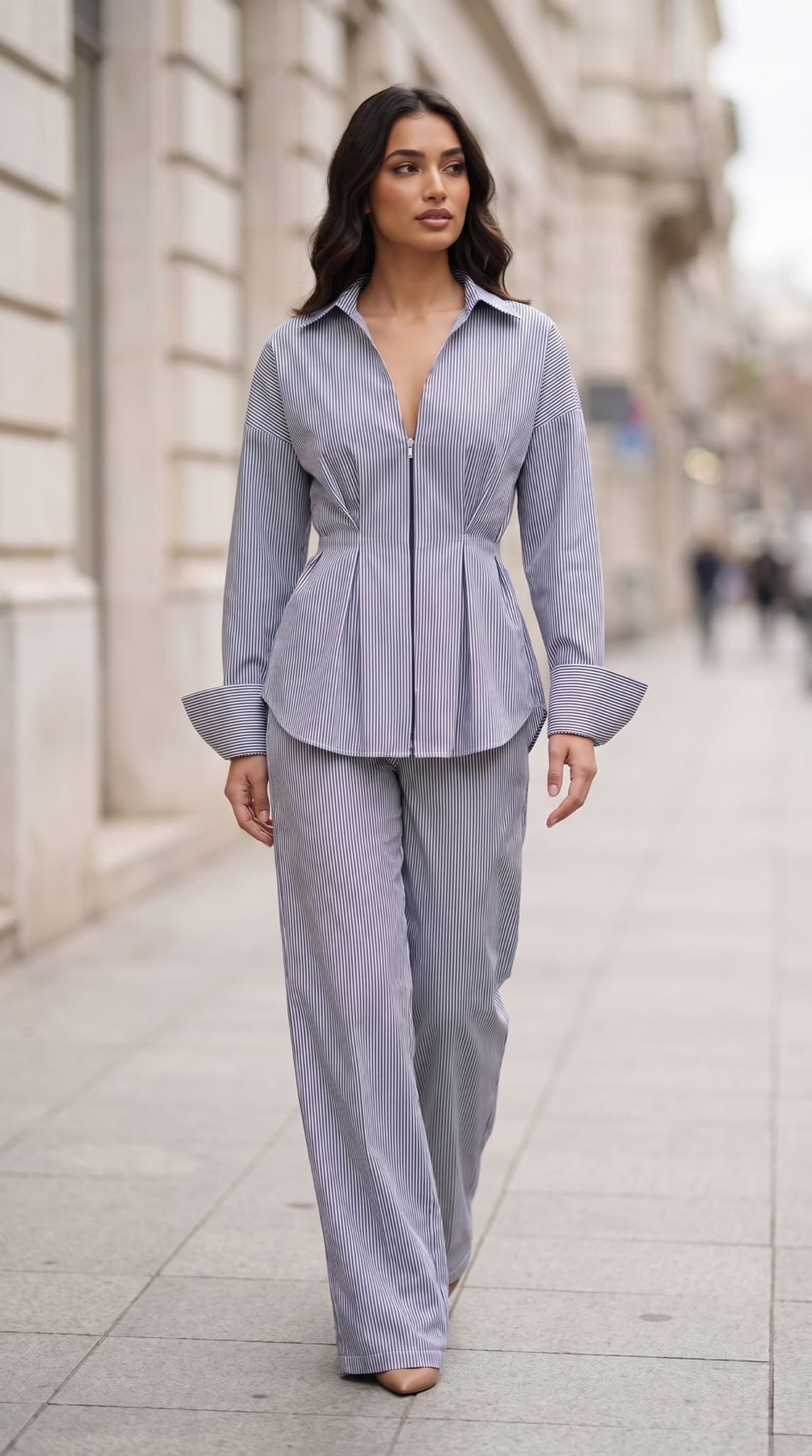 The Santorini Stripe Blouse – Blue
