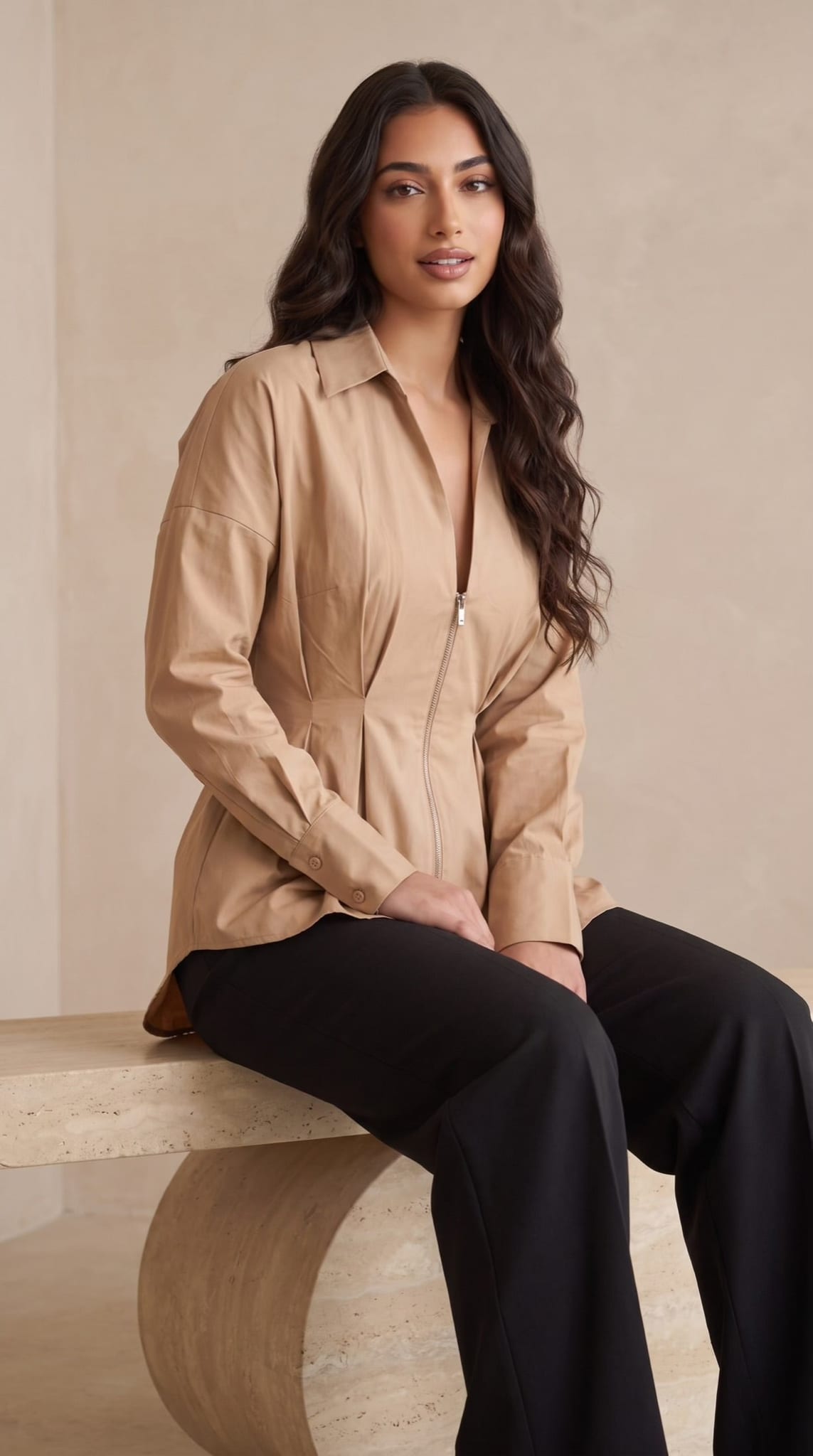 The Santorini Blouse – Beige