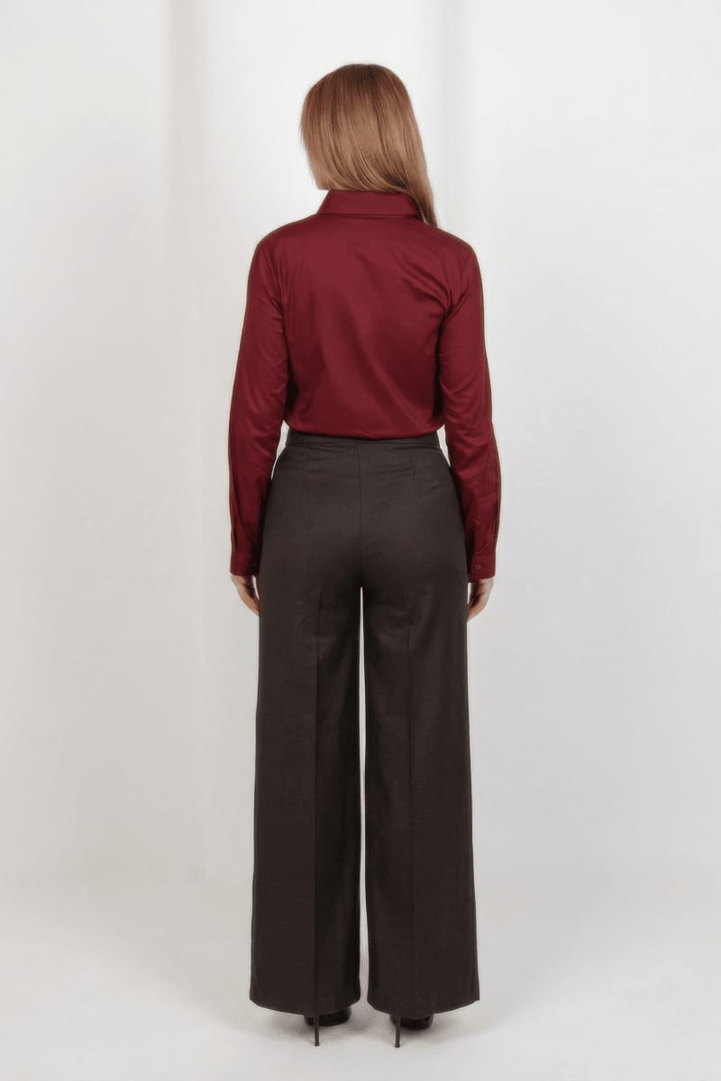 Premium High Waist Trouser - Brown - Hushy Wear