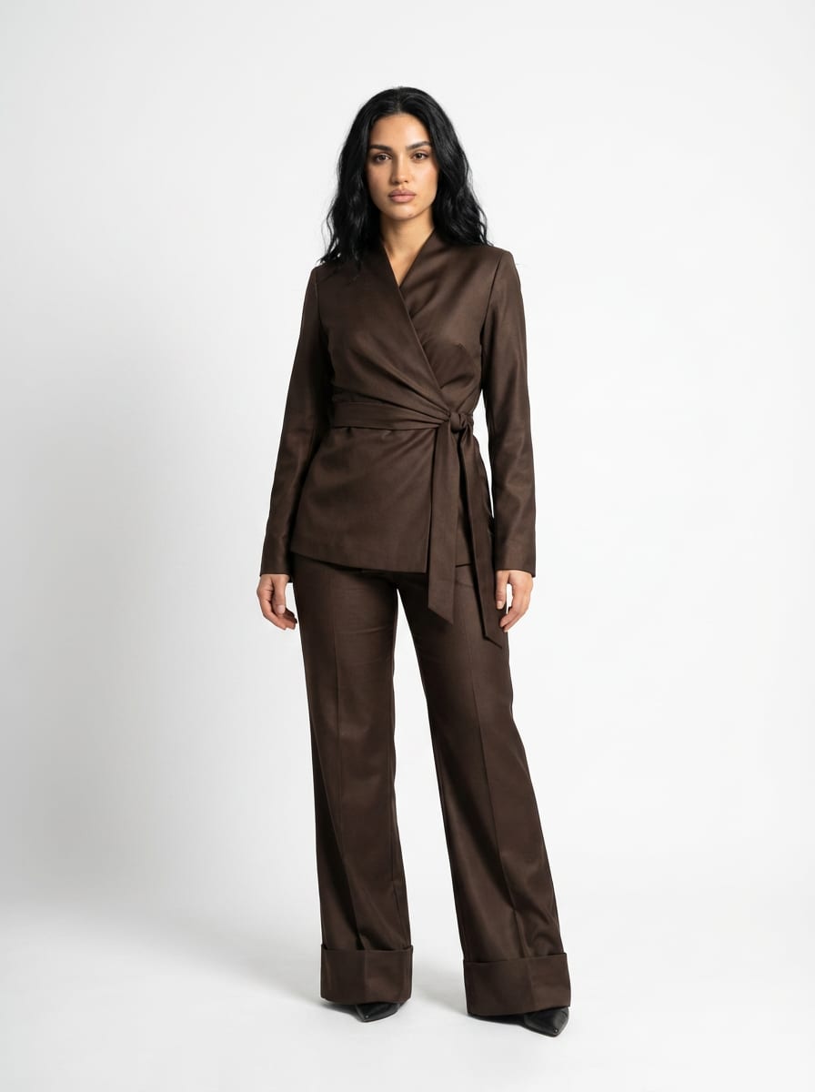 Elegant Wide-Leg Trousers – Brown