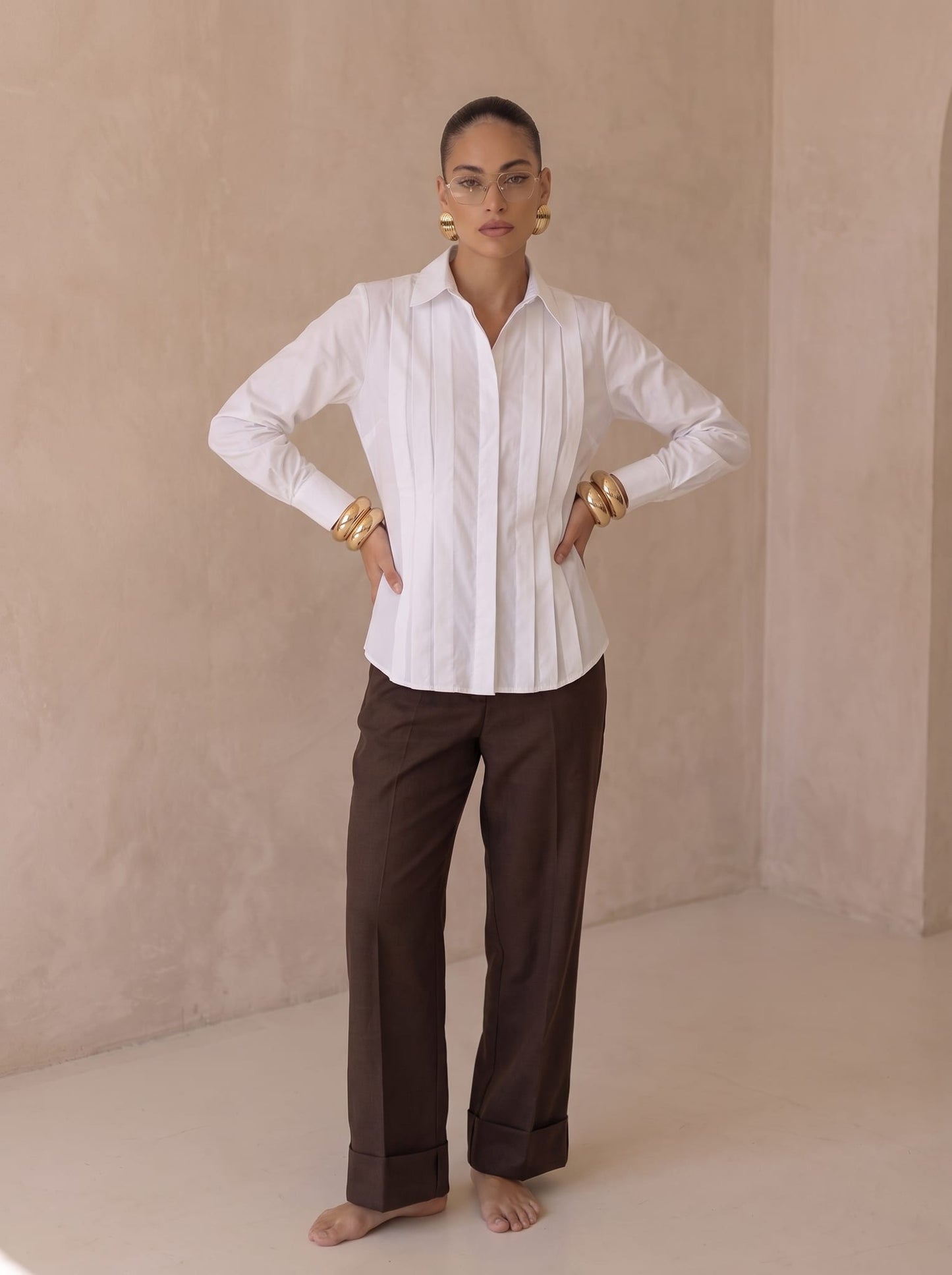 Lucia Pleated White Shirt
