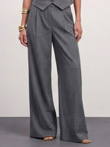 The Madison Pinstripe Trousers - Gray