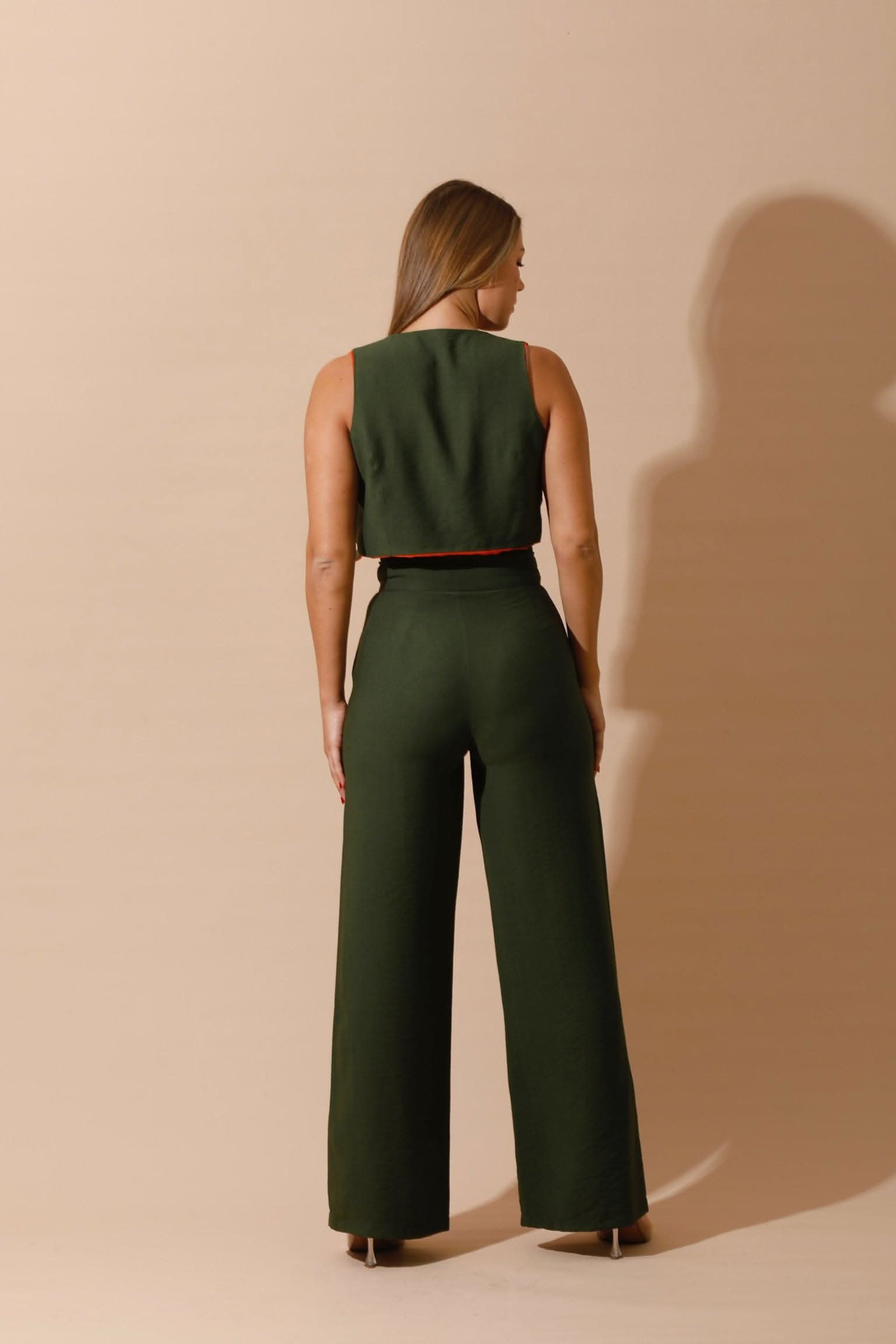 High Waist Linen Pants - Olive