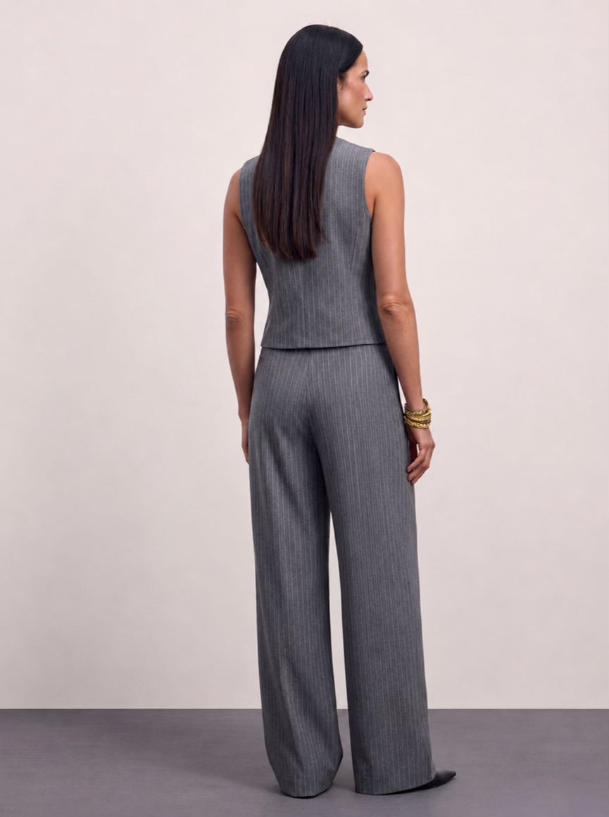 The Madison Pinstripe Trousers - Gray