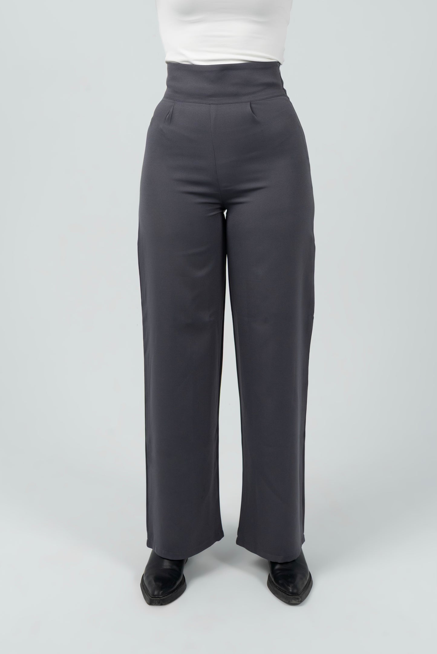 Gray High-Waist Classic Trousers