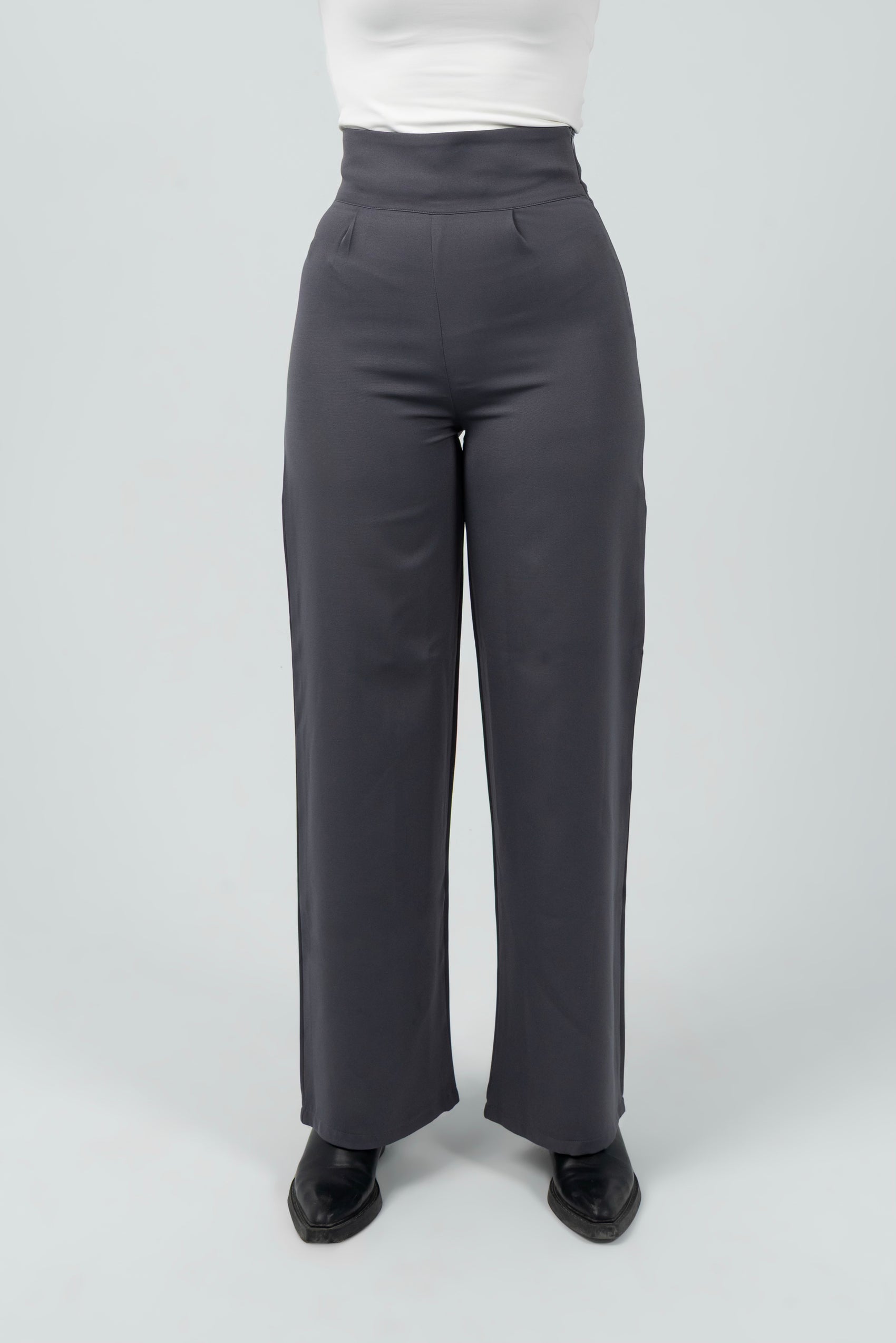 Gray High-Waist Classic Trousers